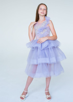 Purple Enchanting Multi-layered Tulle Flower Girl Dress